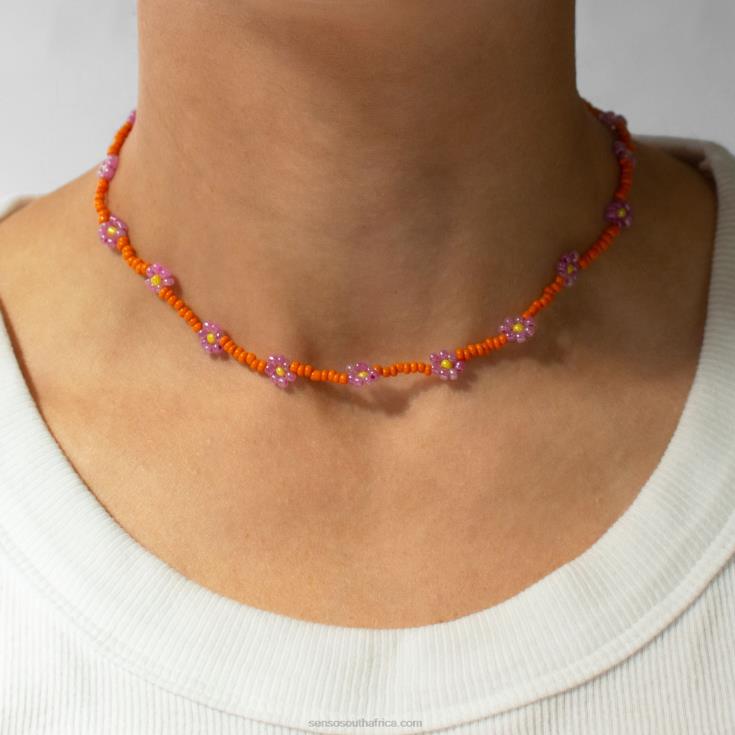60TRR582 Senso Jewellery Orange Daisy Chain Choker Orange