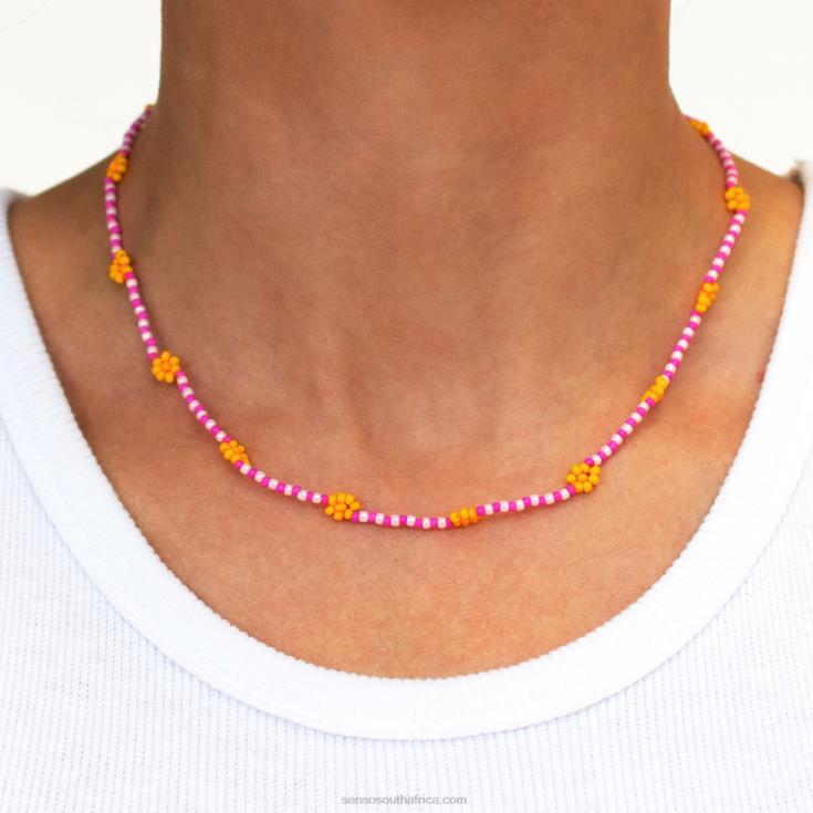 60TRR585 Senso Jewellery Pink Daisy Chain Choker Pink