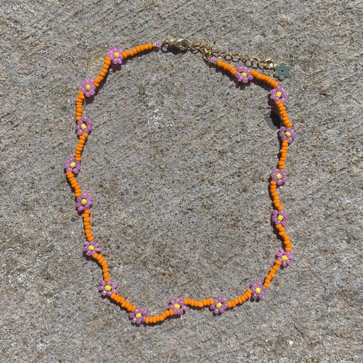 60TRR589 Senso Jewellery Orange Daisy Chain Anklet Orange